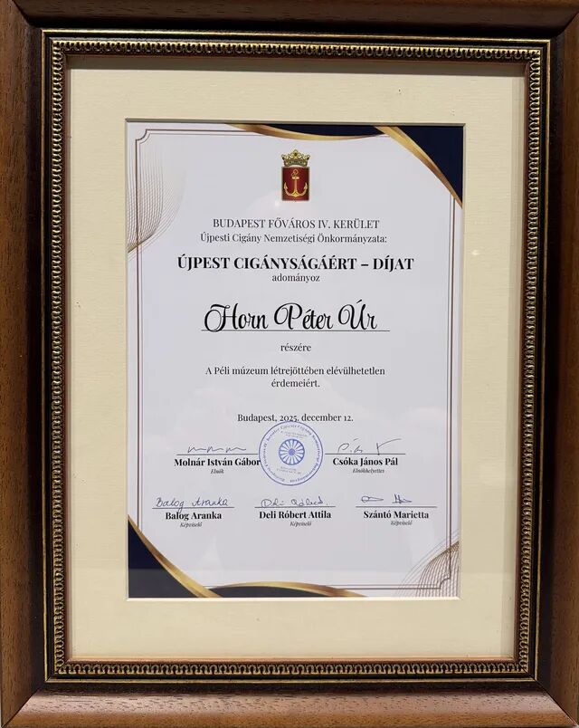 Újpest Cigányságáért Díjat kapott Horn Péter